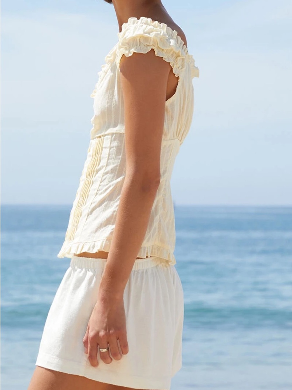 John Galt Yellow Eyelet Elena Top - Picture 2 of 5